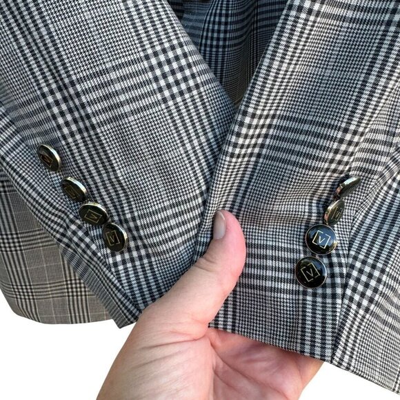 Sergio Valentino Mens Gray Wool Checkered Single Breasted Blazer Vest Set 44L - Picture 8 of 14